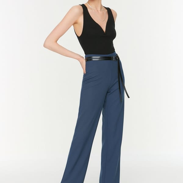 Navy Blue High Waist Women's Pant