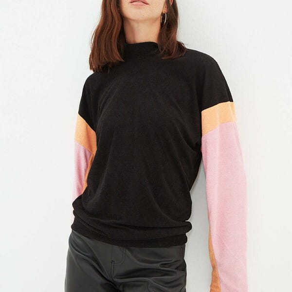 Black Oversize Crew Neck Women's Sweatshirt