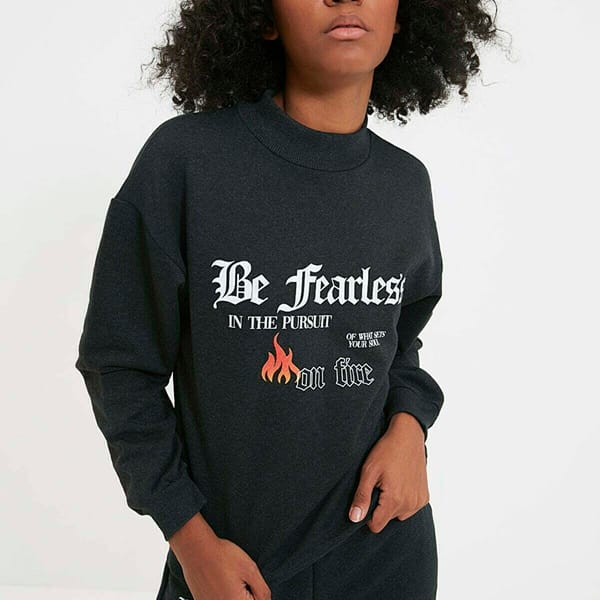 Black Graphic Knitted Women's Sweatshirt