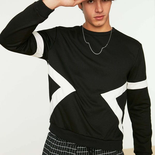 Stripe Detail Black Sweatshirt
