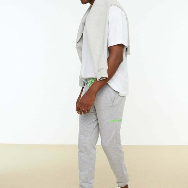 Grey Drawstring Cuffed Men's Sweatpants