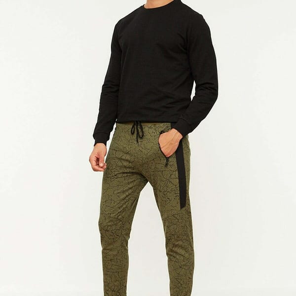 Khaki Cuffed Men's Sweatpants