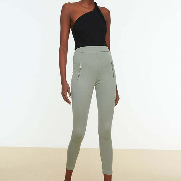 Open Zipper Knitted Leggings