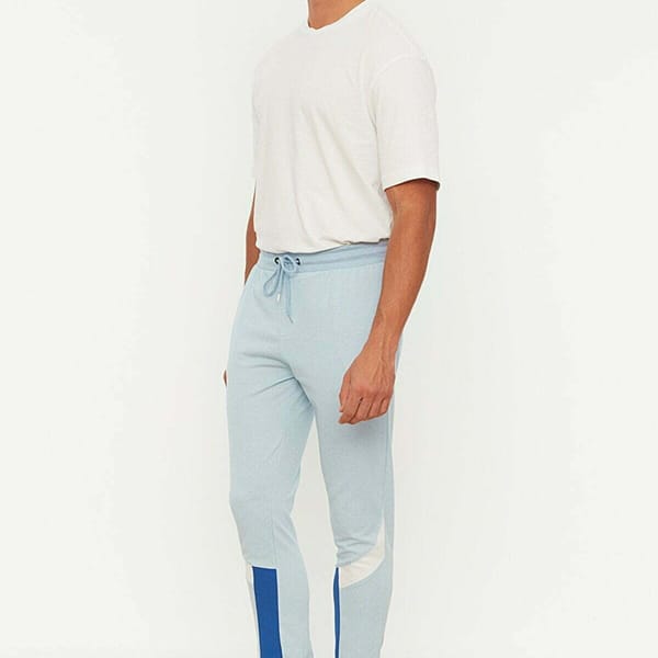 Baby Blue Drawstring Cuffed Men's Sweatpants