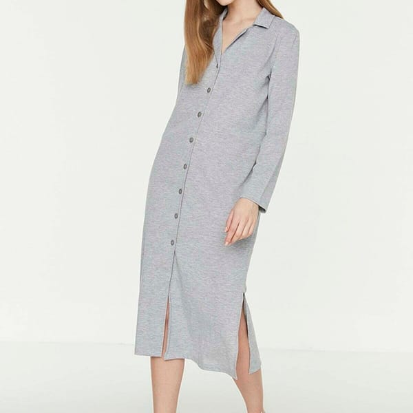 Slit Button Detail Dress