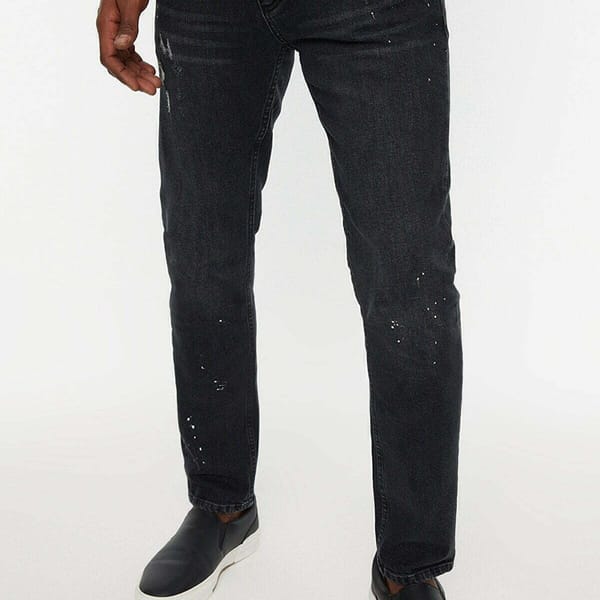 Skinny Fit Rake Destroyed Splash Effect Jeans
