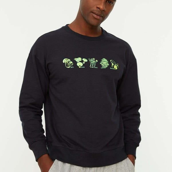 Navy Blue Front Print Printed Men's Sweatshirt