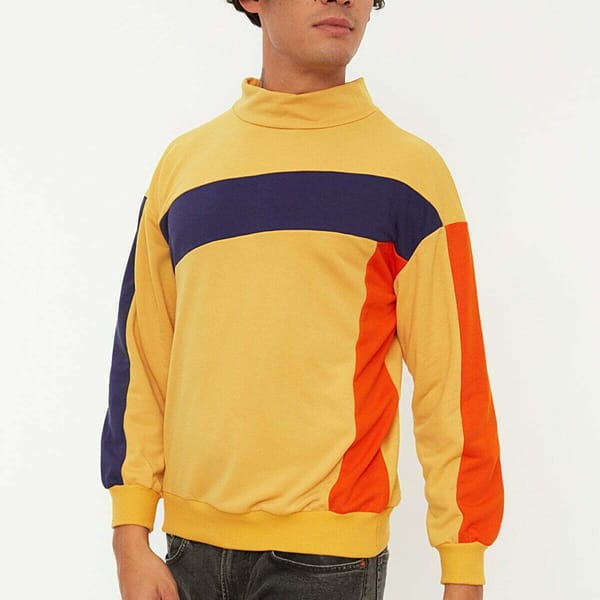 Yellow Color Block Men's Sweatshirt