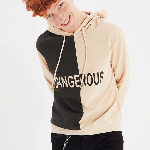 Two Tone Color Block Men's Hoodie