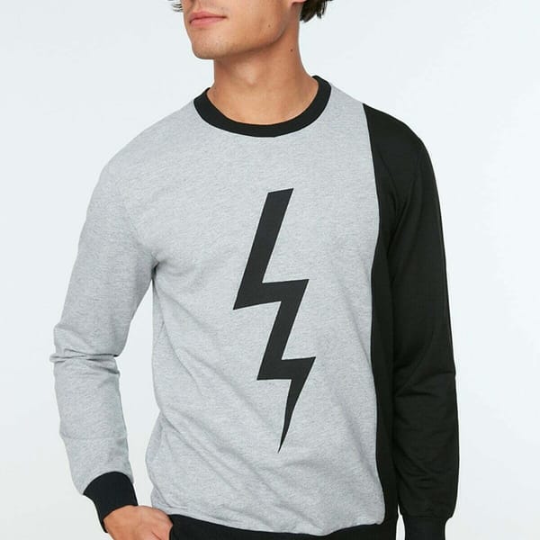 Grey Color Block Men's Sweatshirt