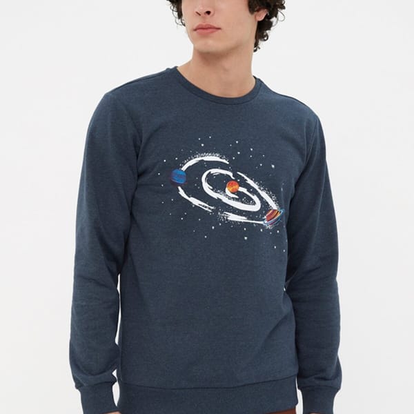Nacy Blue Front Printed Regular Fit Men's Sweatshirt