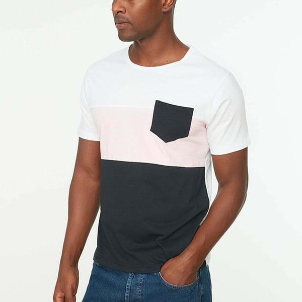 Multi Color Crew Neck With Pocket Men's T-Shirt