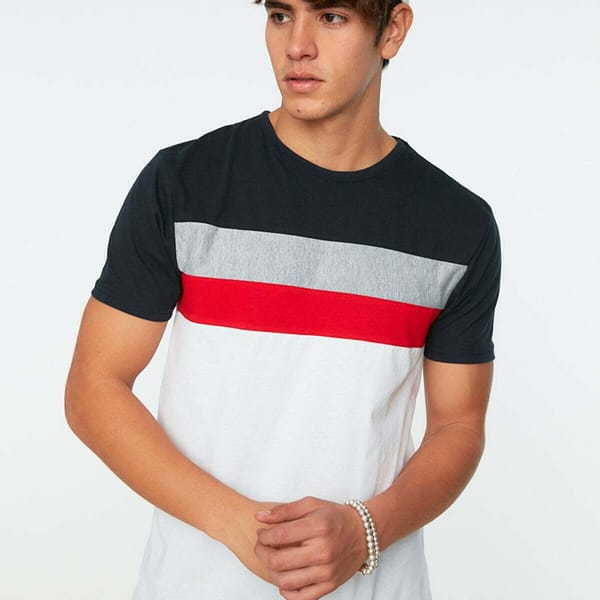 Multi Color Block Crew Neck Men's T-Shirt