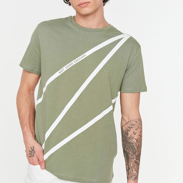 Green Not Good Enough Slogan Crew Neck Men's T-Shirt