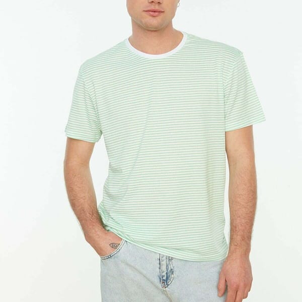 Horizontal Striped Crew Neck Men's T-Shirt