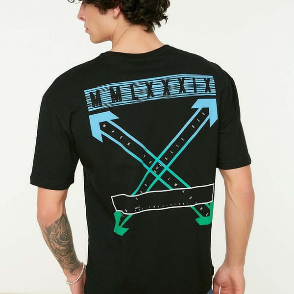 Back Print Crew Neck Black Men’s T-Shirts