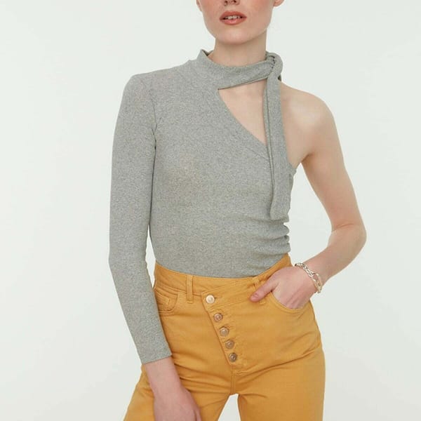 One Shoulder Tie Detail Top