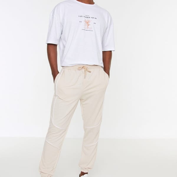 Piping Detail Cuffed Sweatpants