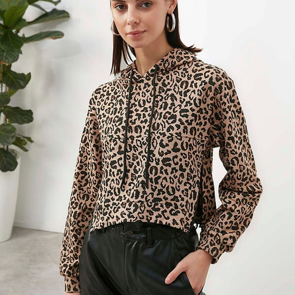 Leopard Print Hooded Sweatshirt