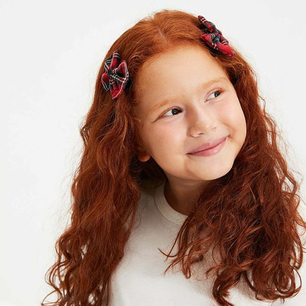 Kids 4 Piece Checked Hairclip - Girls' Accessories