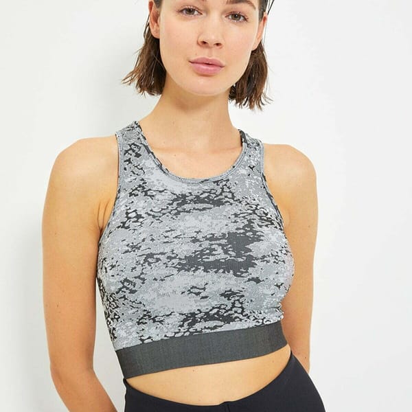 Grey Camo Knitted Sports Women's Bra