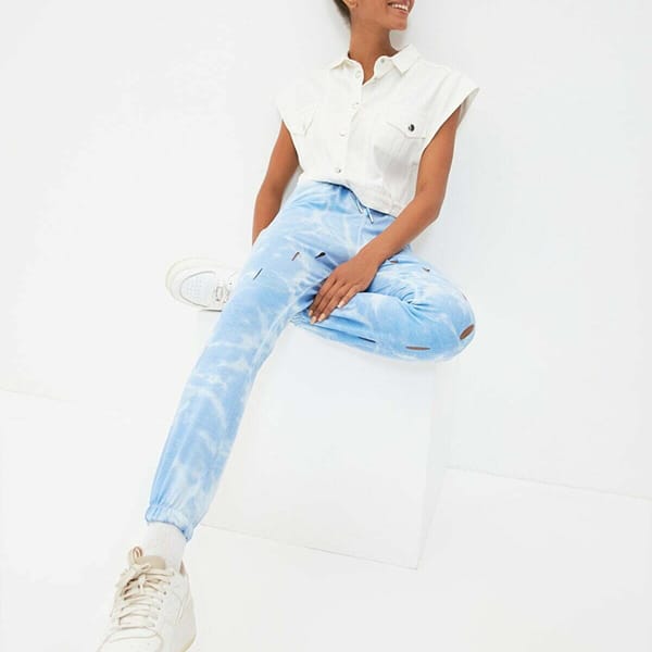 Blue Cropped High Waist Women's Trouser