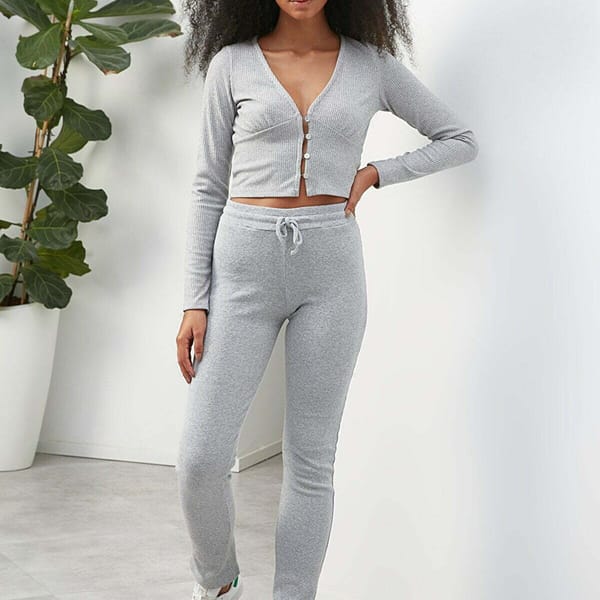 Grey High Waist Women's Trouser