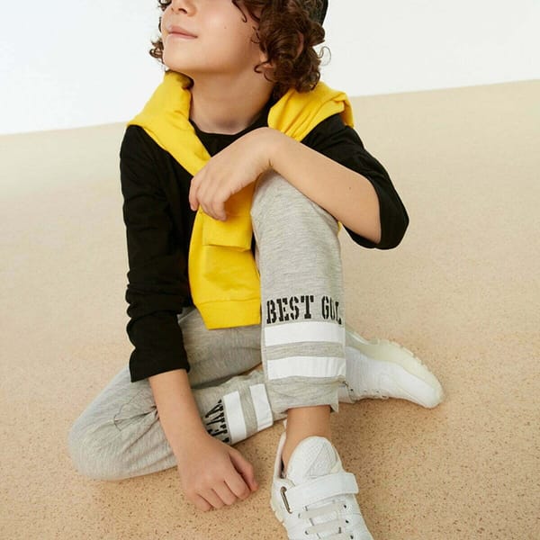 Kids Slogan Cuffed Sweatpants