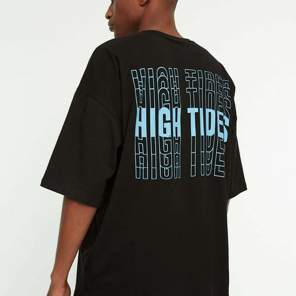 High Tide Back Print Crew Neck Black Men's T-Shirts