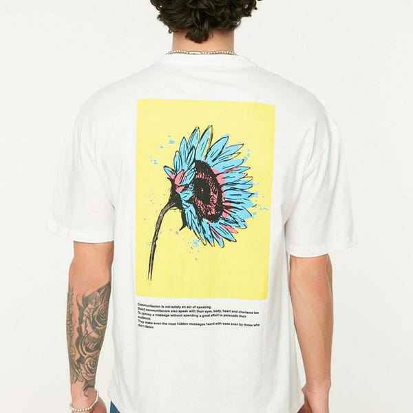 White Back Print Essential Crew Neck Men's T-Shirt