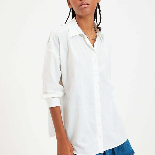 Button Down Off-White Long Sleeve Women's Shirt