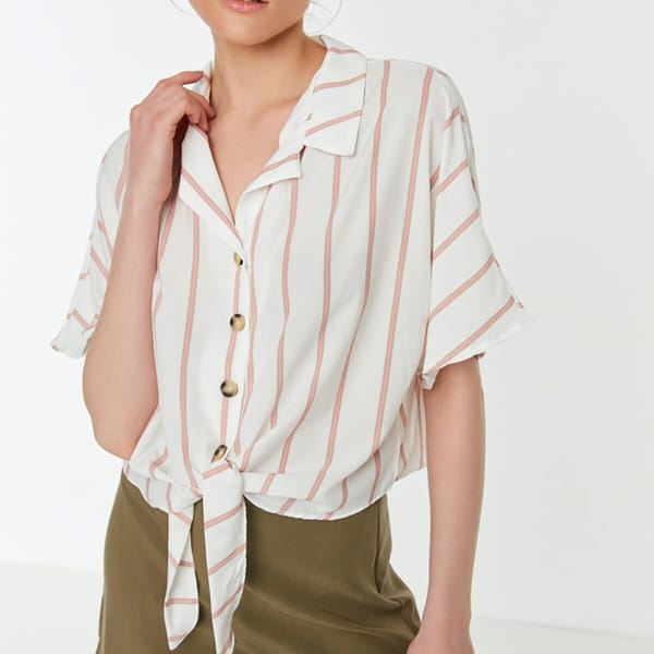 Striped Tie Detail Shirt