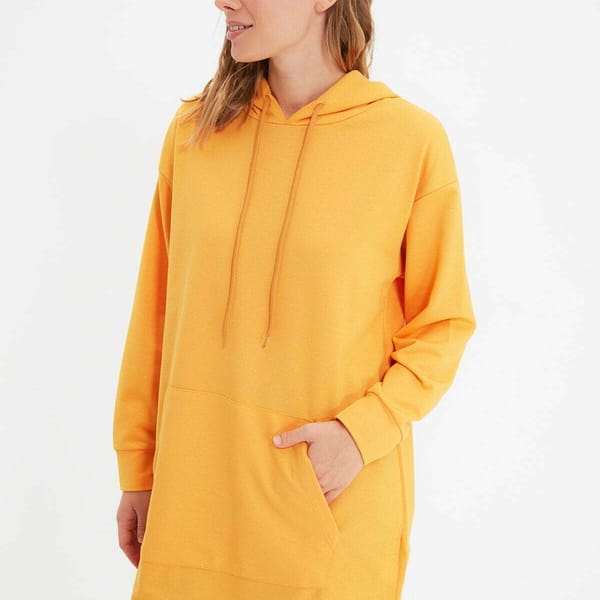 Yellow Tunic Knitted Women's Hoodie