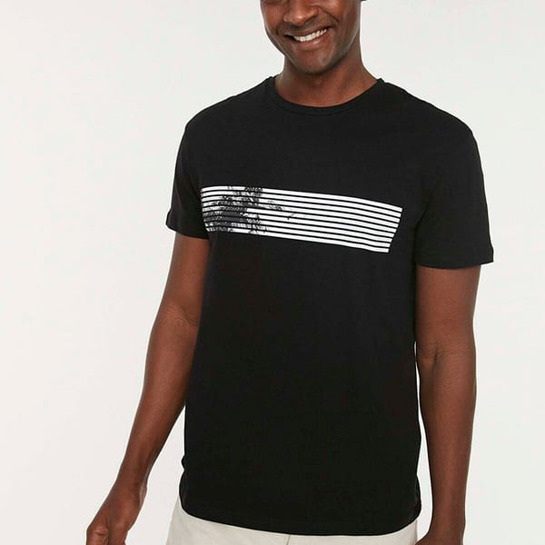 Striped Panel Crew Neck T-Shirt