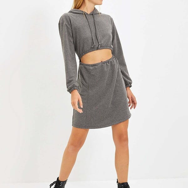 Cut Out Detail Hooded Dress
