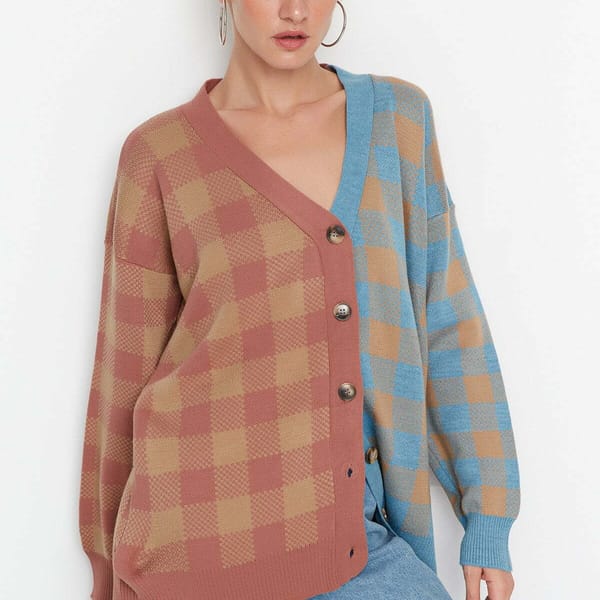 Oversize Jacquard Knitwear Cardigan