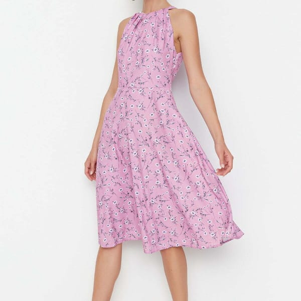 Printed Sleeveless Fit & Flare Midi Dress