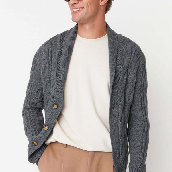 Cable Knit Shawl Neck Cardigan