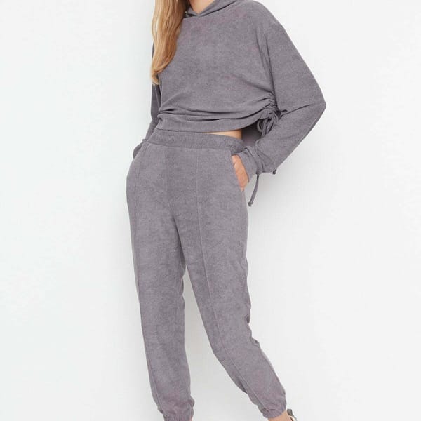 Detailed Towel Knitted Top And Bottom Set
