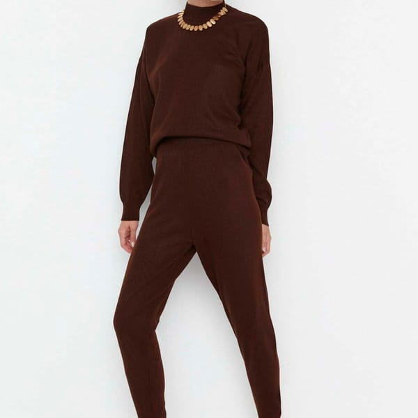 High Neck Knitted Sweater & Pants Set