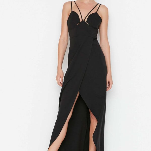Piping Detailed Evening Dress & Graduation Dress