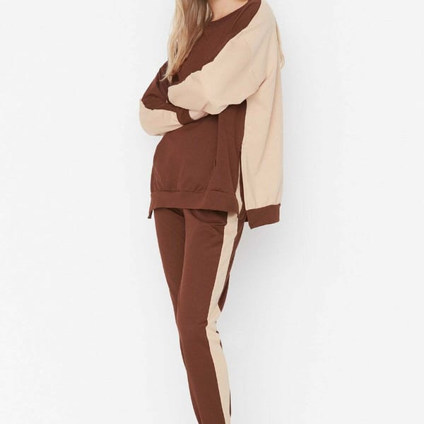 Women's Color Block Knitted Tracksuit Set