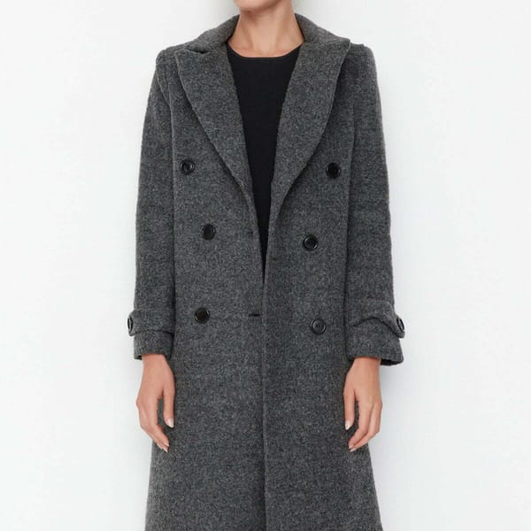 Button Closure Grey Cachet Women's Coat