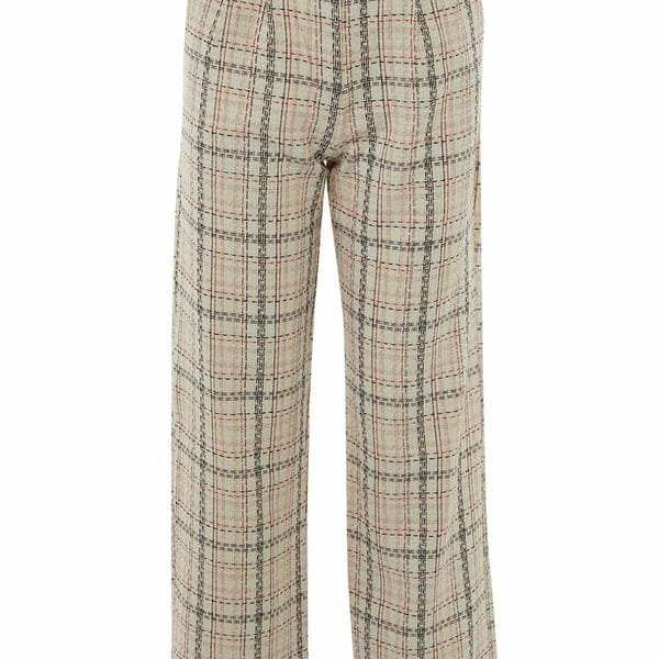 Plaid Check Wide Leg Trousers