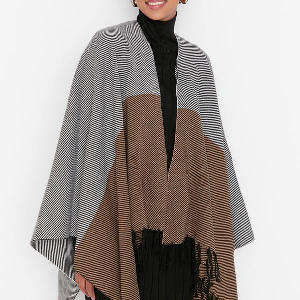 Tassel Detailed Knitwear Poncho - Scarf & Hijabs