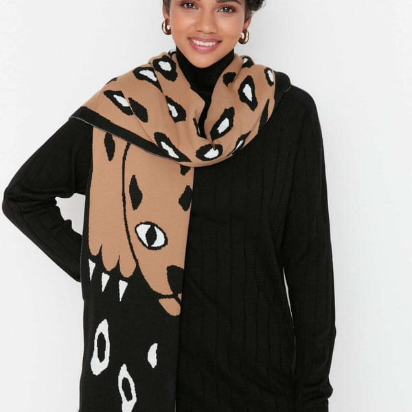 Patterned Knitwear Scarf - Scarf & Hijabs