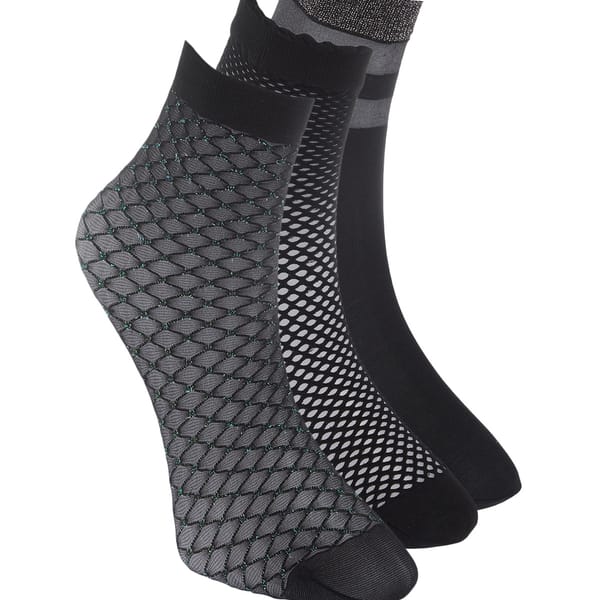 Pack Of 3 Glitter Knitted Socks - Socks