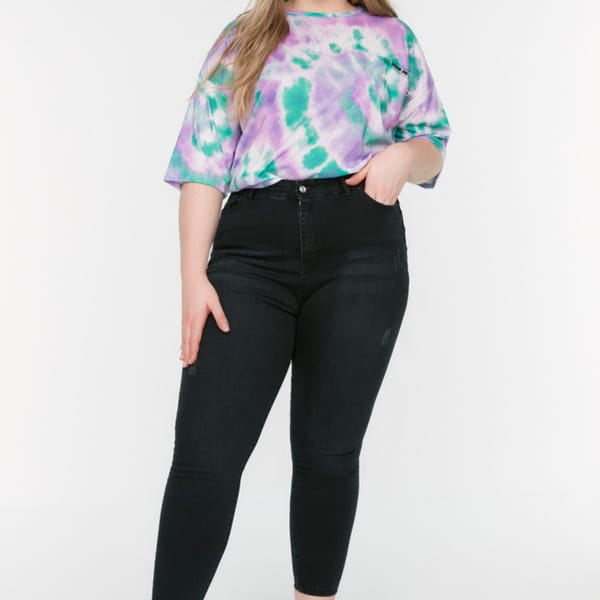 Black Plus Size High Waist Skinny Women's Jeans