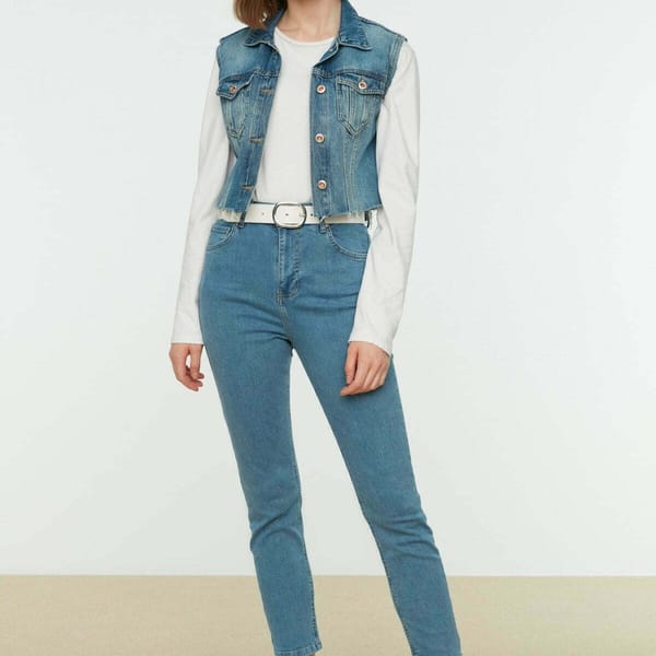 High Waist Slim Leg Women's Jeans