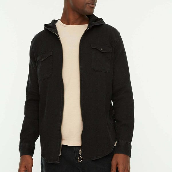 Zip Detail Hooded Relaxed Jacket